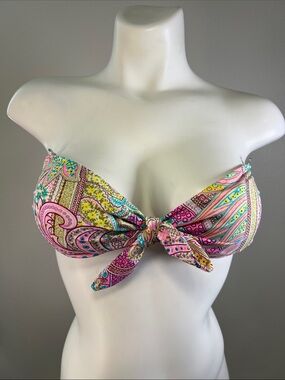 Victoria's Secret Paisley Bikini Top - Pink, Yellow, Turquoise MEDIUM